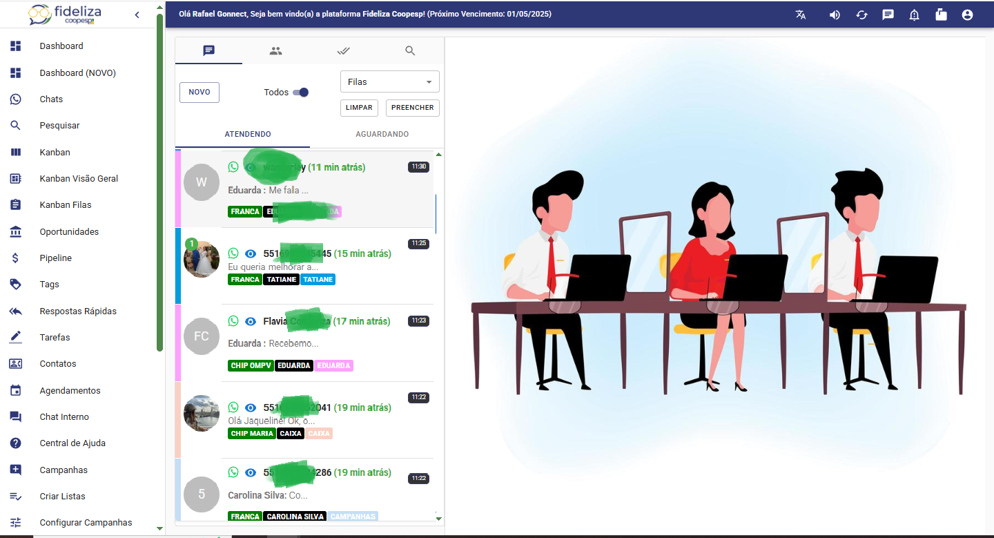 Dashboard Fideliza Chat
